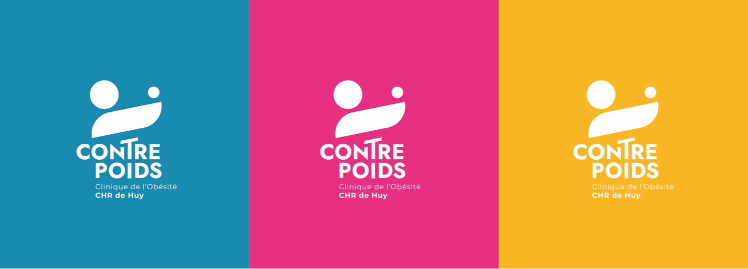 Contre-Poids - CHR de Huy - Clinique de l'obésité - Naming - Logo - Identité visuelle - Branding - Création de site web - Periskop - Agence de communication - Studio graphique - Versions