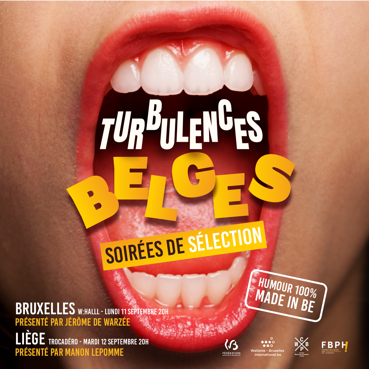 Turbulences belges - Humour - Spectacle - Evénementiel - Culture - Graphisme - Campagne - Periskop - Agence de communication - Studio graphique - Réseaux sociaux